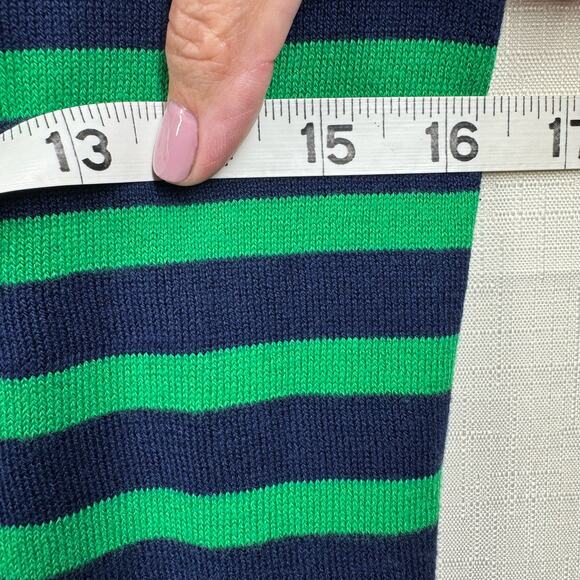 J.CREW Cotton Teddie Sweater Women's S Navy Blue Kelly Green Stripes Preppy Boat - Picture 11 of 12
